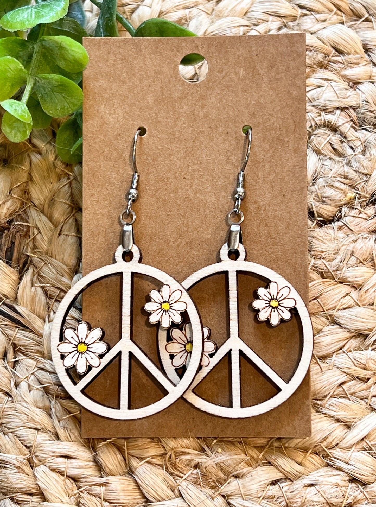 Daisy Boho Peace Sign Dangles