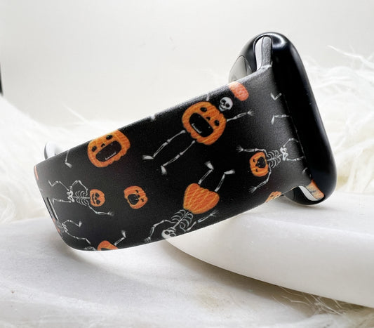 Pumpkin Skeleton Watch Band compatible with Apple Watch Fitbit Samsung