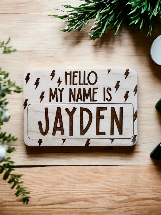 Retro Lightning Baby name sign