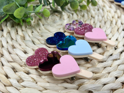 Heart Ice Pop Hair clips