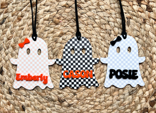 Retro Ghost Bag Tags