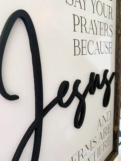 Jesus and Germs Sign custom frame