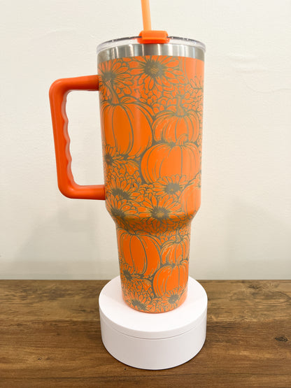 Pumpkin Mums Engraved Tumbler