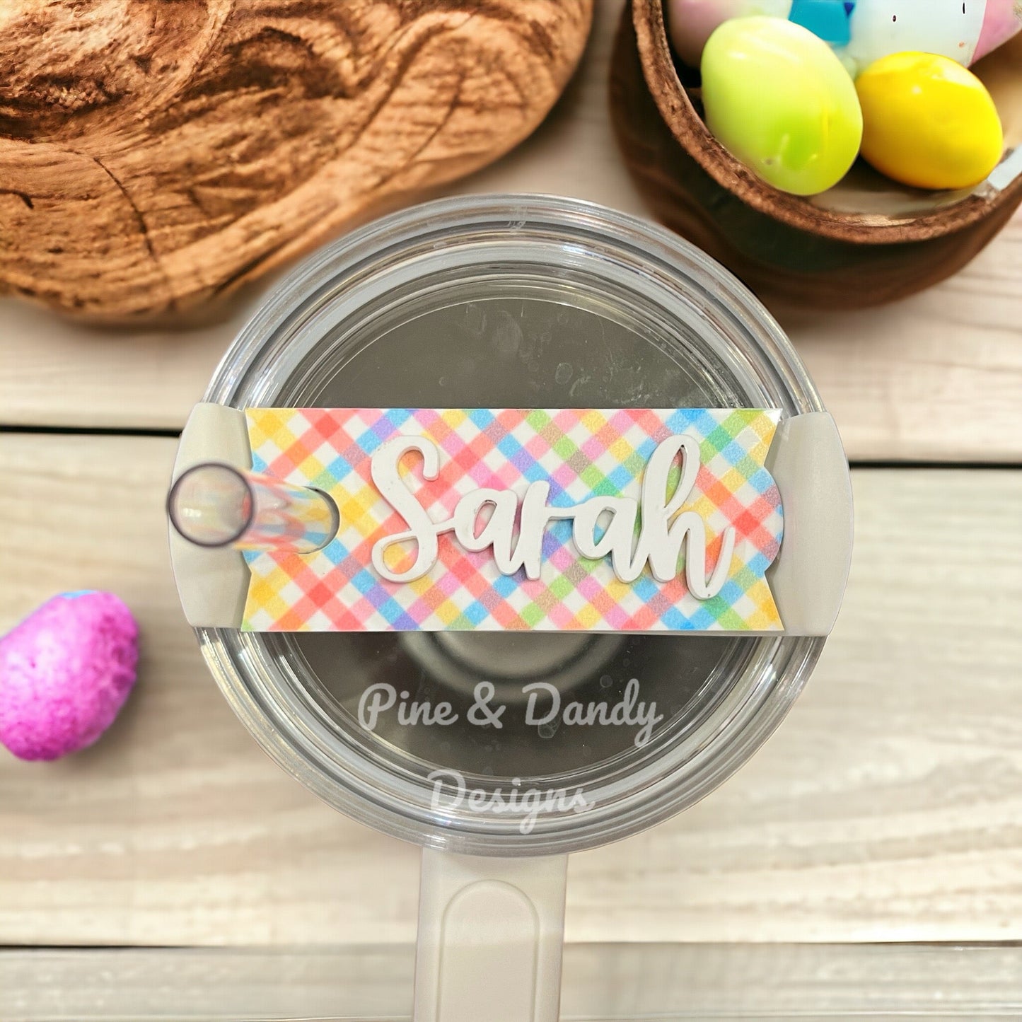 Pastel Plaid Name Stanley Cup Name Plates