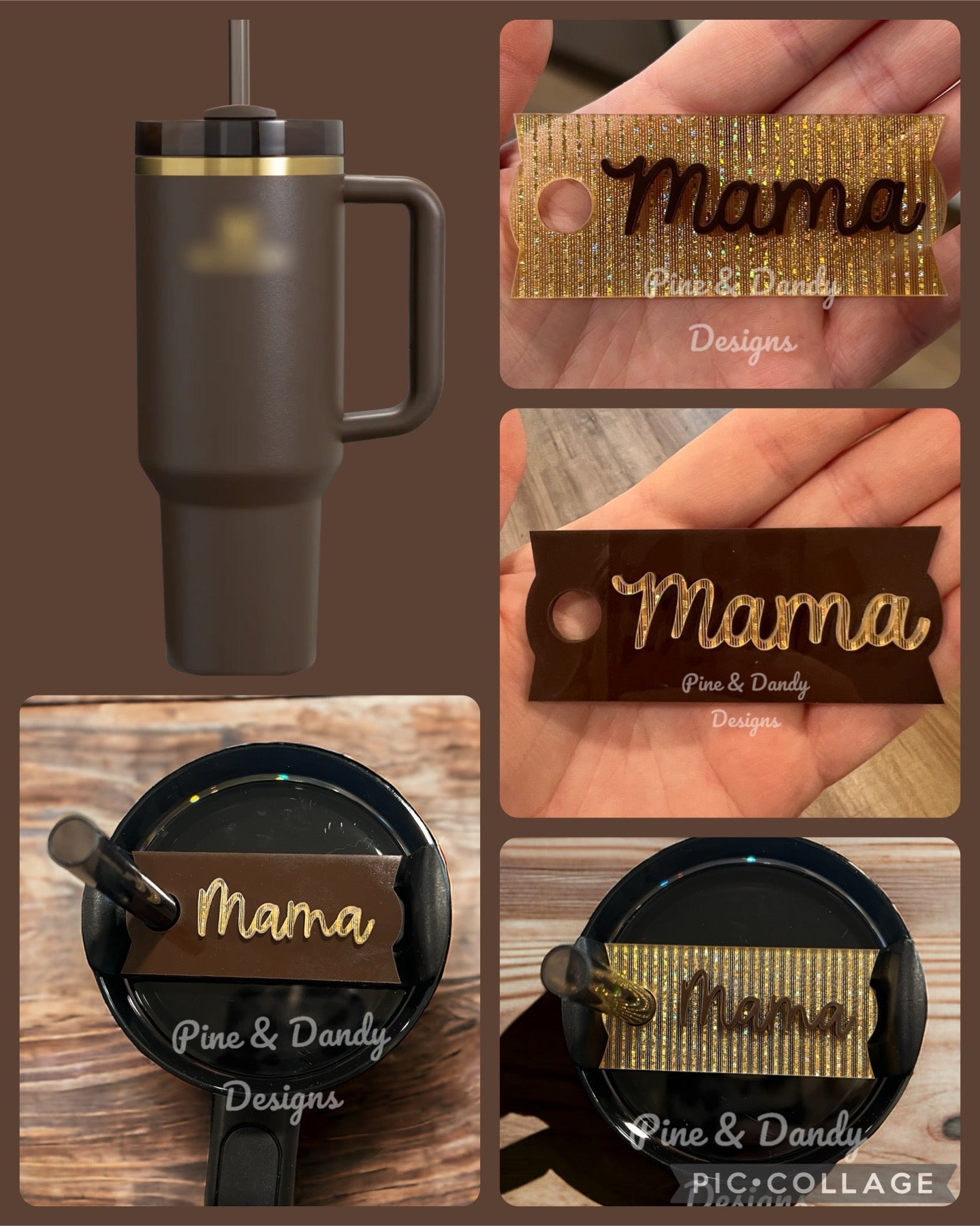 Chocolate Gold Name Cup Name Plates