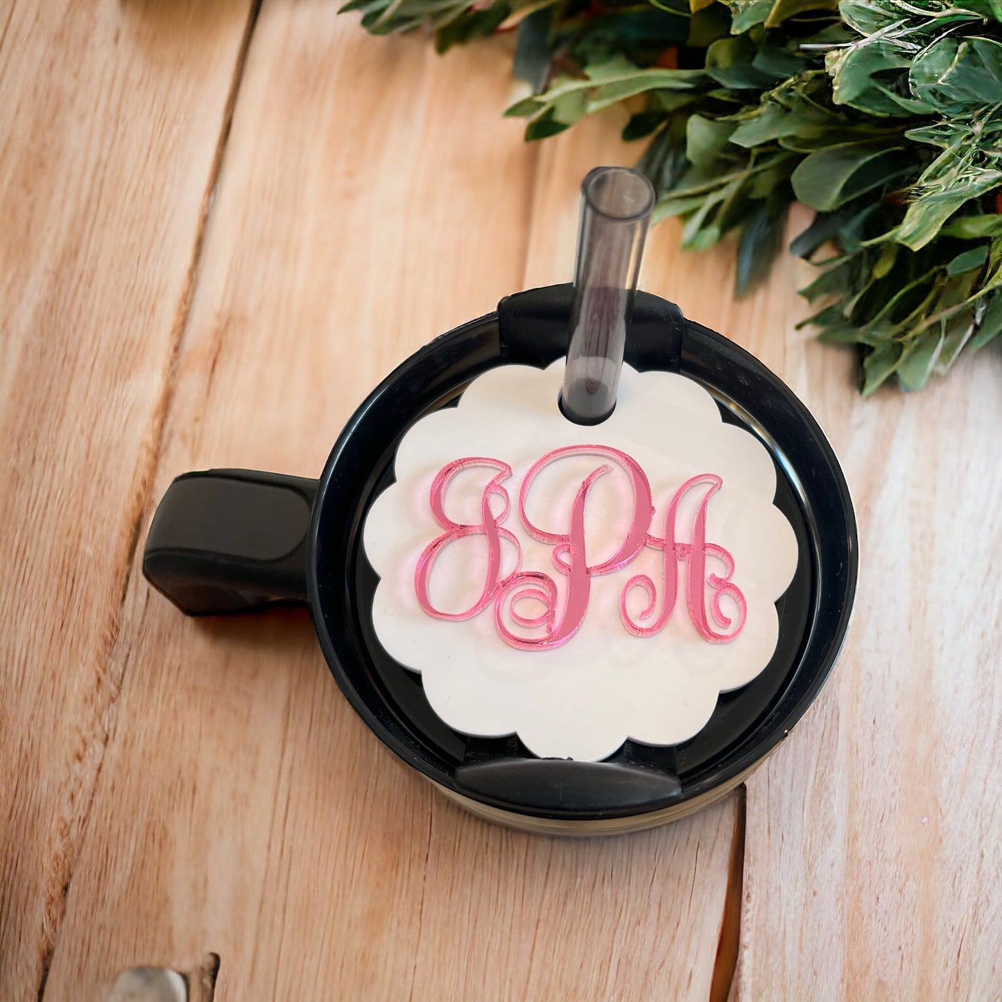 Scalloped Monogram Name Cup Name Plates