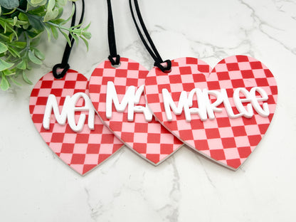 Checkered Heart Name Tags