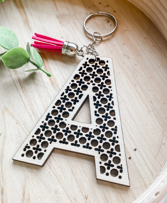 Rattan Initial Keychain