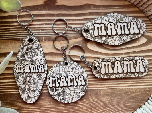 Floral Groovy Mama Keychain