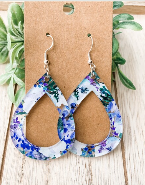 Blue Floral Dangles