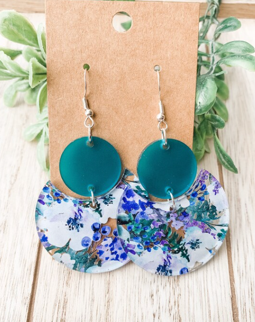 Blue Floral Dangles