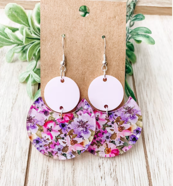 Pink Floral Dangles