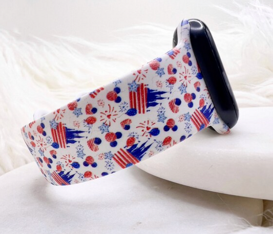 4th of July Mouse Castle Band compatible with Apple Watch Fitbit Samsung