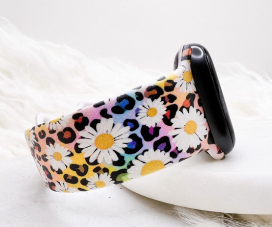 Rainbow Leopard Daisy Watch Band compatible with Apple Watch Fitbit Samsung