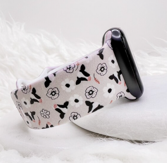 Holstein Floral Cow Watch Band compatible with Apple Watch Fitbit Samsung