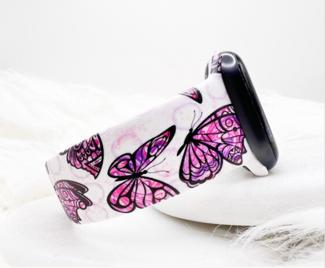 Pink Butterflies Watch Band compatible with Apple Watch Fitbit Samsung