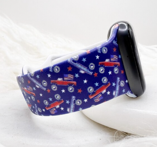 Patriotic Trucks Band compatible with Apple Watch Fitbit Samsung