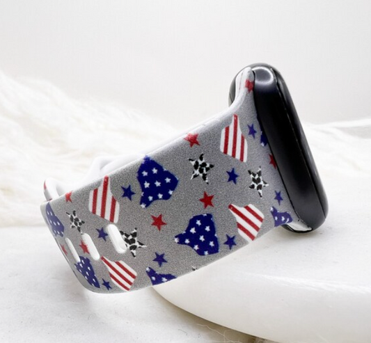 Patriotic Cow Tags Band compatible with Apple Watch Fitbit Samsung