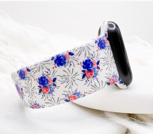 Patriotic Flower Watch Band compatible with Apple Watch Fitbit Samsung