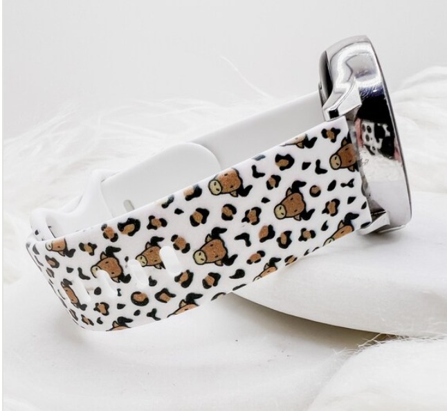 Cow Leopard Watch Band compatible with Apple Watch Fitbit Samsung