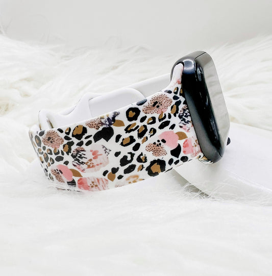 Leopard Floral Watch Band compatible with Apple Watch Fitbit Samsung