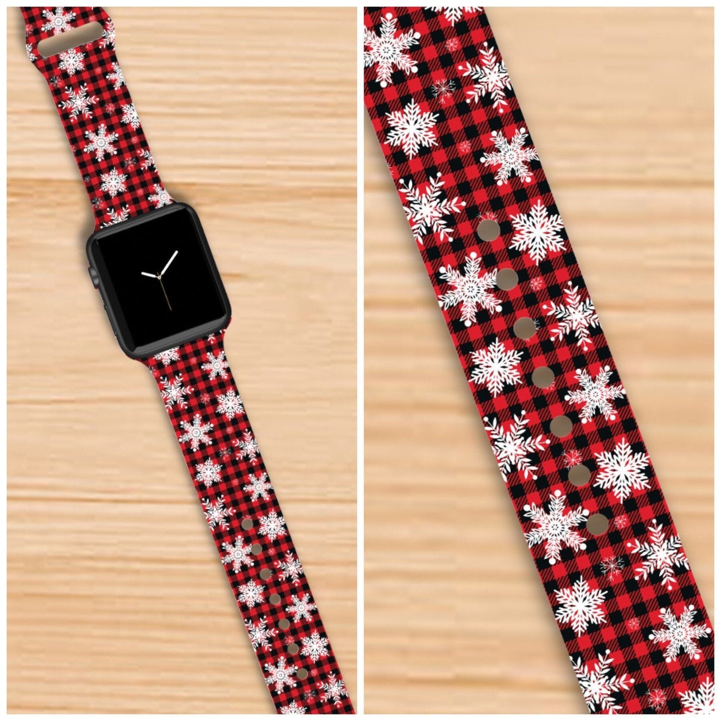 Plaid Snowflake Christmas Watch Band compatible with Apple Watch Fitbit Samsung