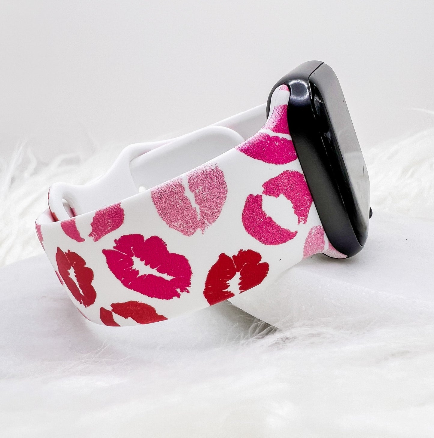 Lip Kiss Valentines Silicone Watch Band compatible with Apple Watch Fitbit Samsung