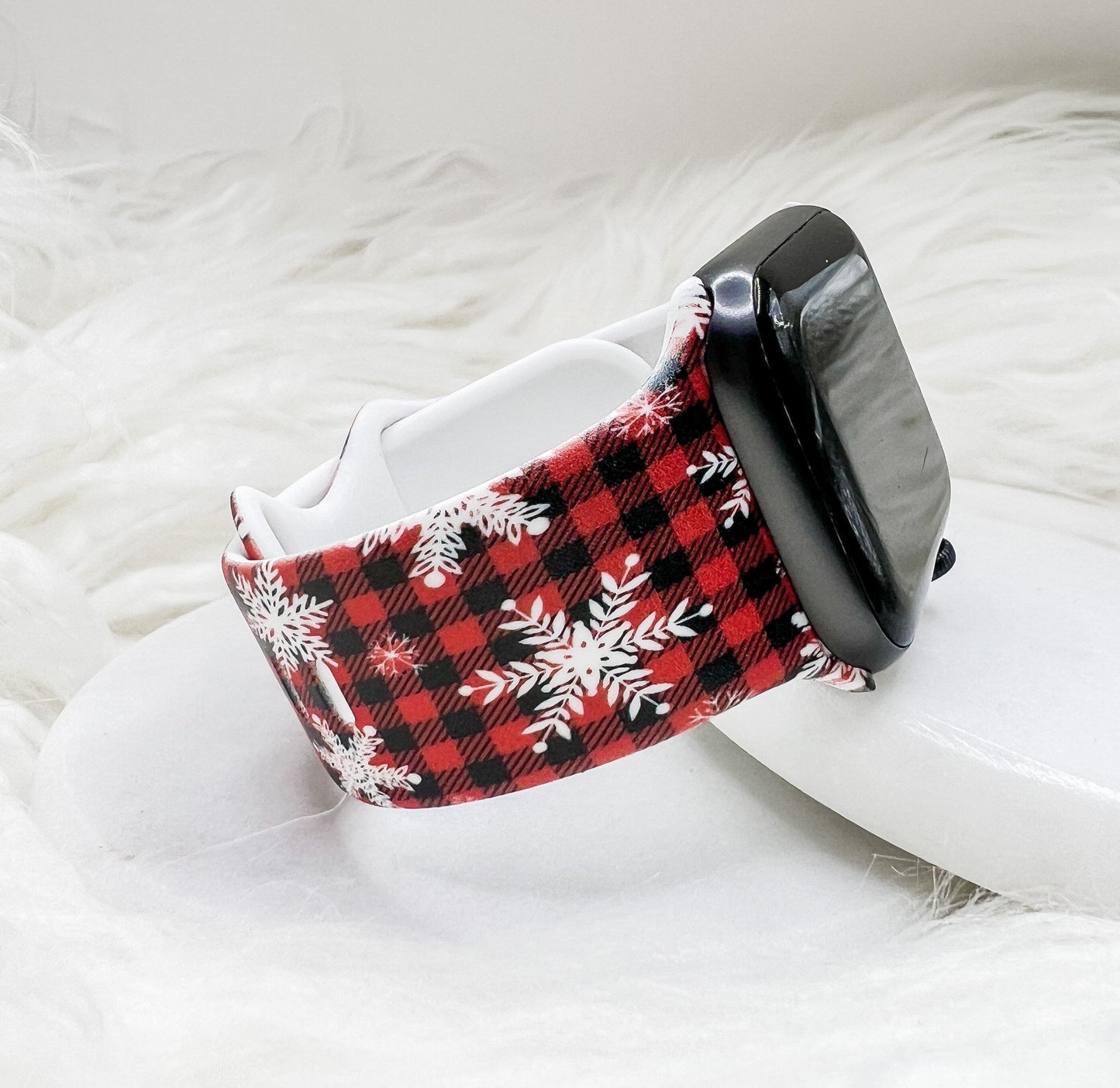 Plaid Snowflake Christmas Watch Band compatible with Apple Watch Fitbit Samsung