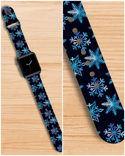 Blue Snowflake Christmas Watch Band compatible with Apple Watch Fitbit Samsung