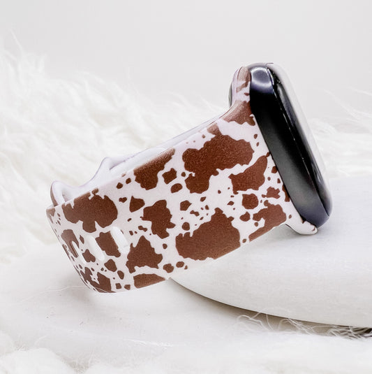 Brown Cow Print Watch Band compatible with Apple Watch Fitbit Samsung