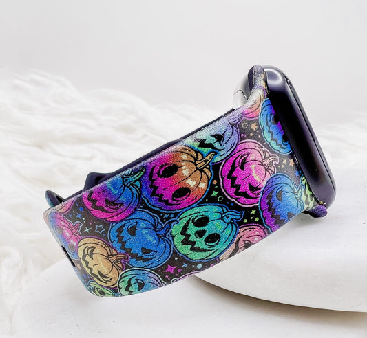 Colorful Halloween Pumpkins Watch Band compatible with Apple Watch Fitbit Samsung