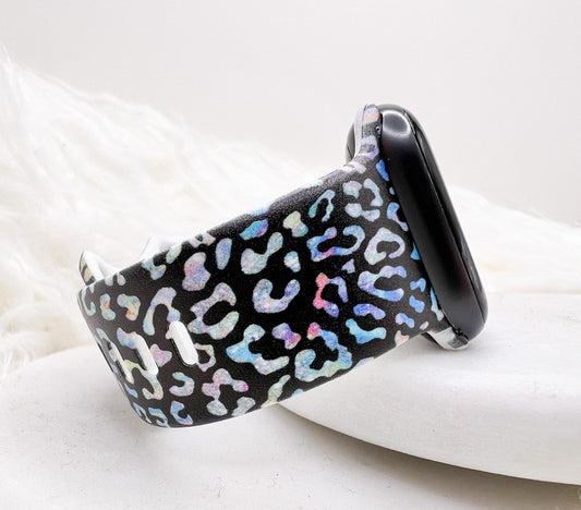 Holographic Glitter Leopard Watch Band compatible with Apple Watch Fitbit Samsung