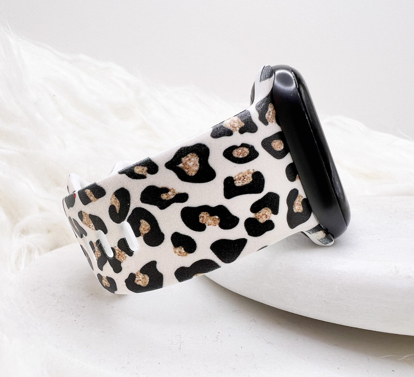 Neutral and gold Leopard Watch Band compatible with Apple Watch Fitbit Samsung