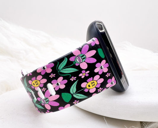 Retro Flower Watch Band compatible with Apple Watch Fitbit Samsung