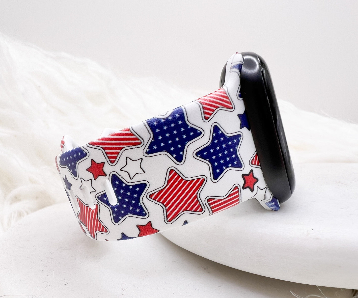 Red White and Blue Stars Watch Band compatible with Apple Watch Fitbit Samsung