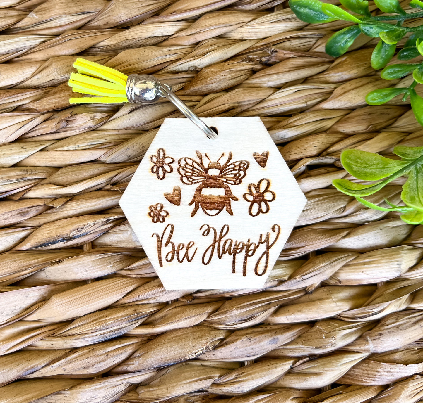 Bee happy keychain