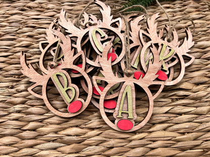 Reindeer Initial Ornament