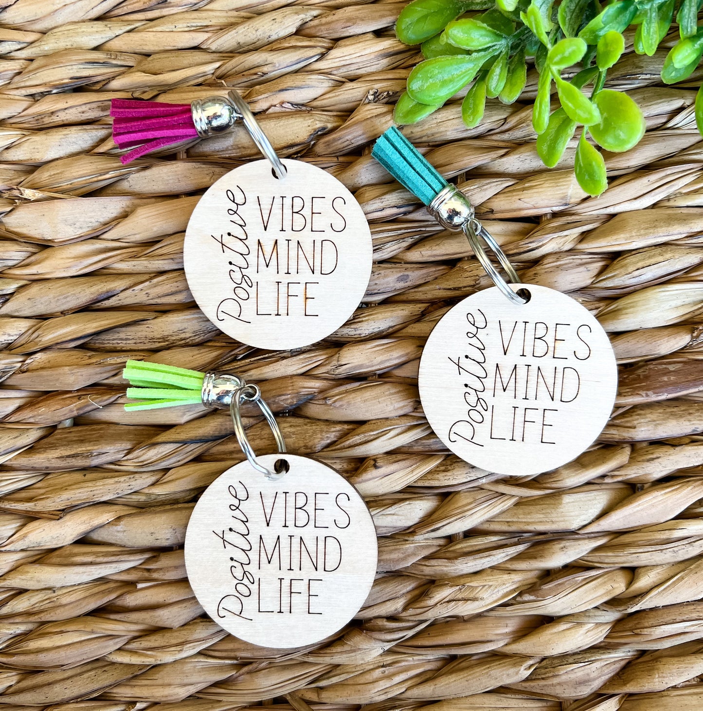 Positive mind keychain