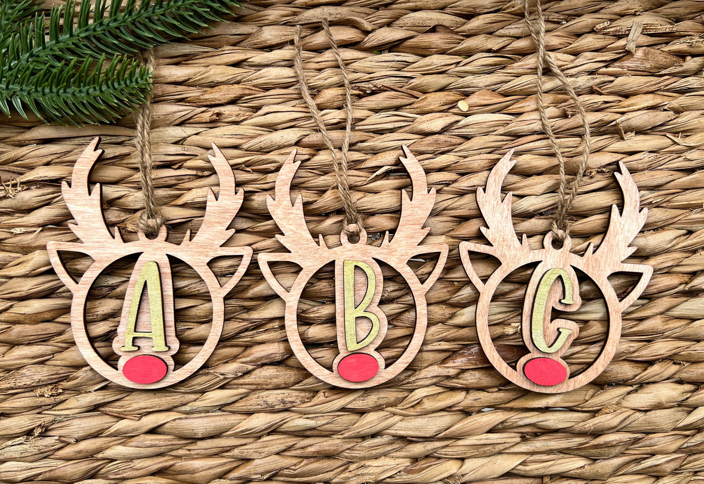 Reindeer Initial Ornament