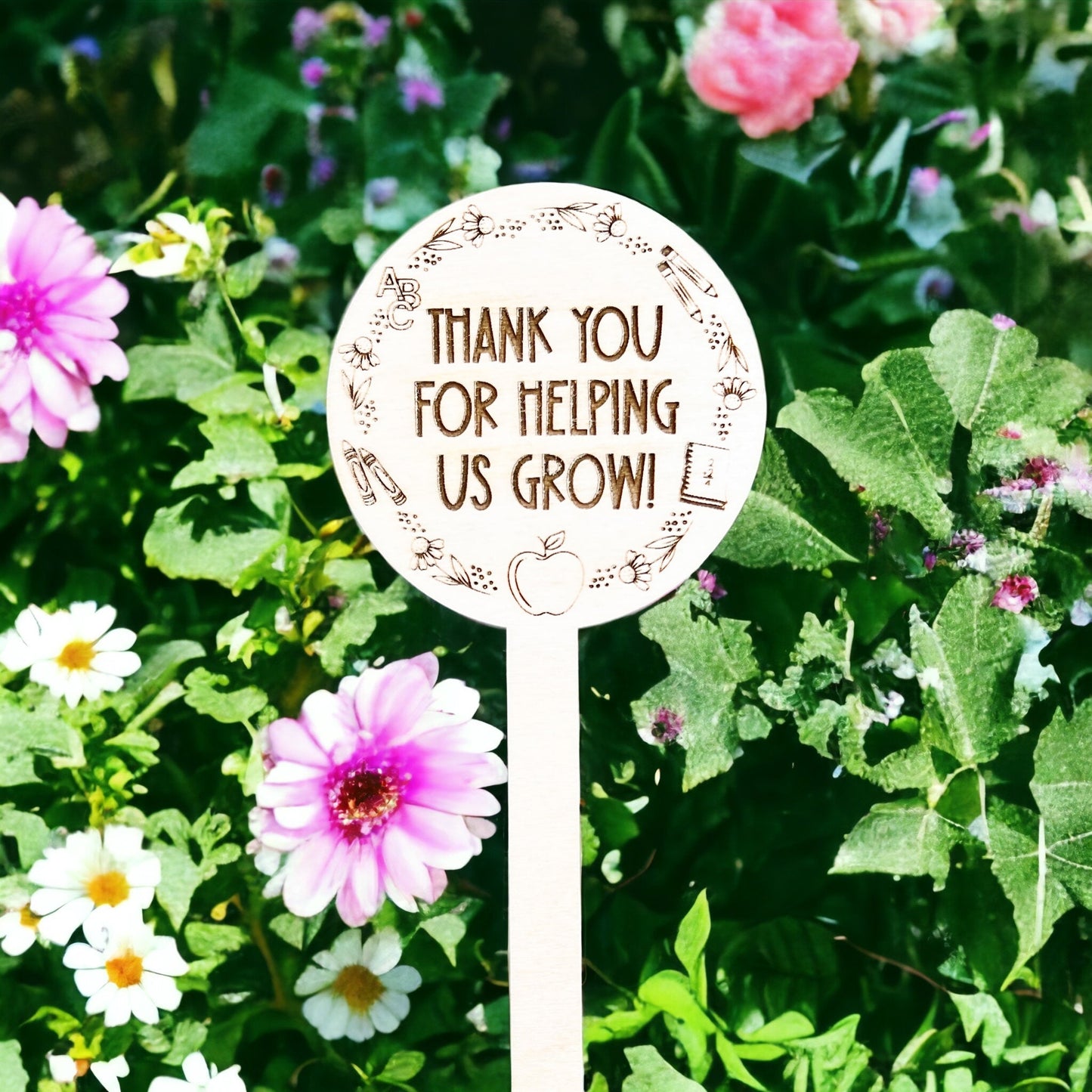 Teacher garden stake