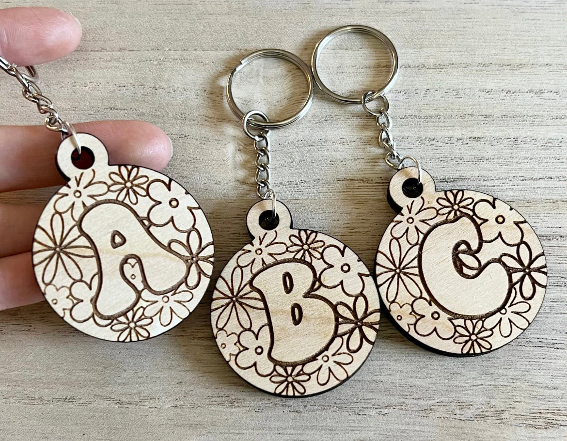 Retro Initial Keychains