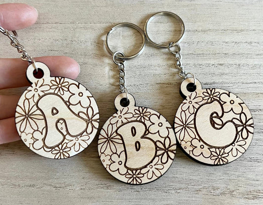 Retro Initial Keychains