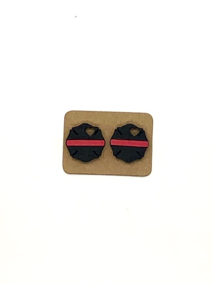 Thin red line studs