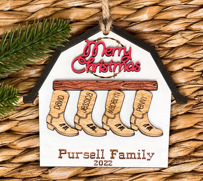 Cowboy Boot Family Ornament