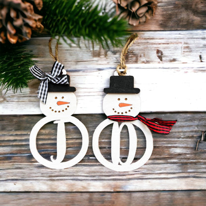 Snowman Initial Ornament