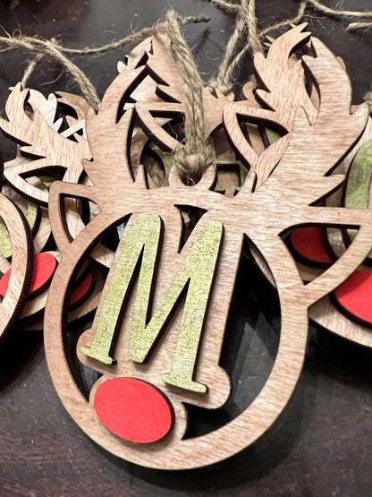 Reindeer Initial Ornament