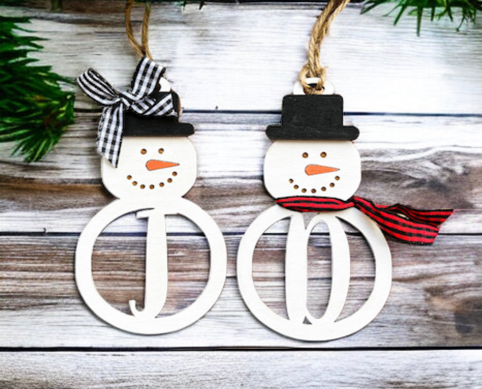 Snowman Initial Ornament