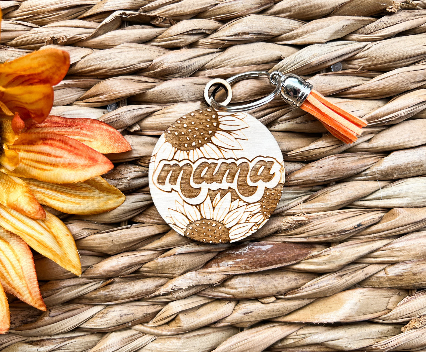 Sunflower mama keychain