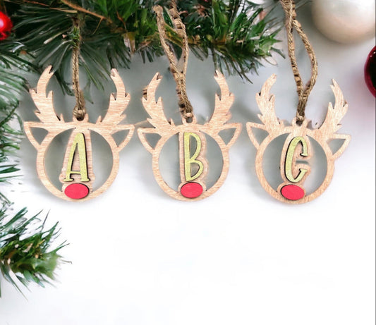 Reindeer Initial Ornament