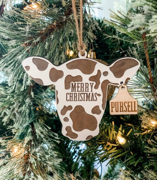 Christmas Cow Tag Ornament